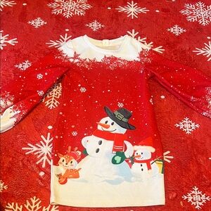 SHEIN Festive Red and White Snowman Dress